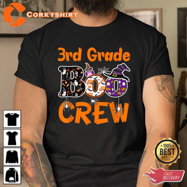 3rd Grade Boo Crew Teacher Student Halloween Shirt - Image 3