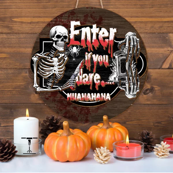 Enter If You Dare Family Halloween Wood Door Sign, Halloween Decor - Image 8