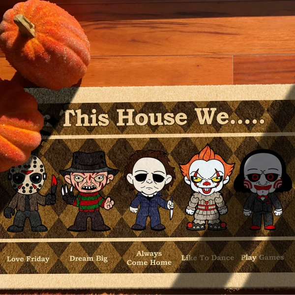 In This House We Horror Doormat, Scary Movie Gift, Halloween Decor - Image 8