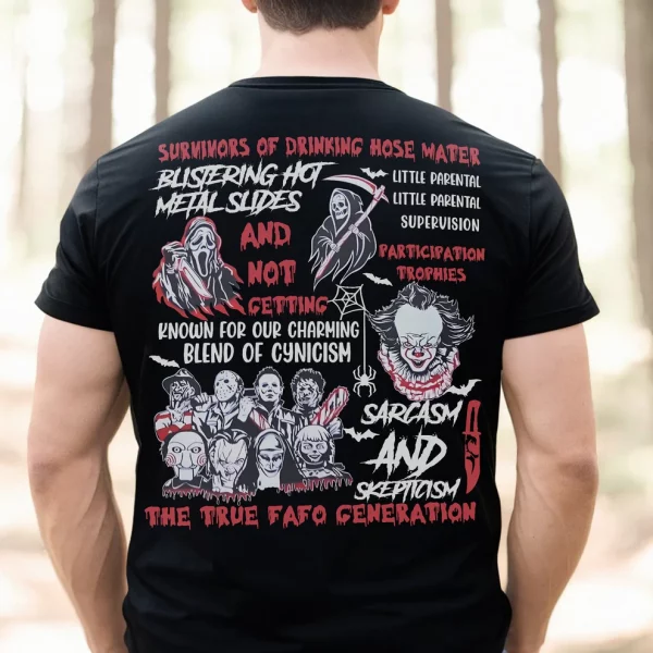 Halloween Horror Characters Funny Unisex T-Shirt, Horror Movies Fan Gift, Halloween Gift - Image 2