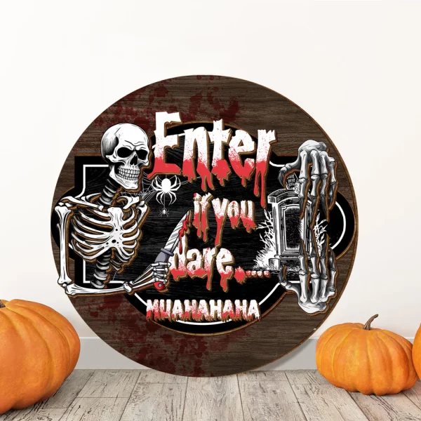 Enter If You Dare Family Halloween Wood Door Sign, Halloween Decor - Image 4