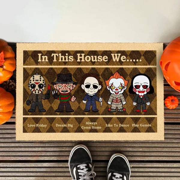 In This House We Horror Doormat, Scary Movie Gift, Halloween Decor - Image 6