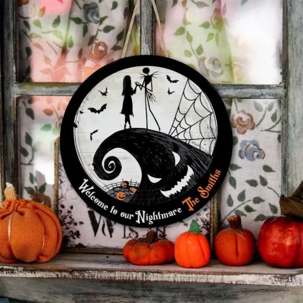 Welcome To Our Nightmare Personalized Family Name Wooden Sign, Night Before Christmas, Halloween Decor - Image 4