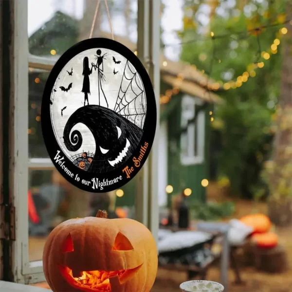 Welcome To Our Nightmare Personalized Family Name Wooden Sign, Night Before Christmas, Halloween Decor - Image 3