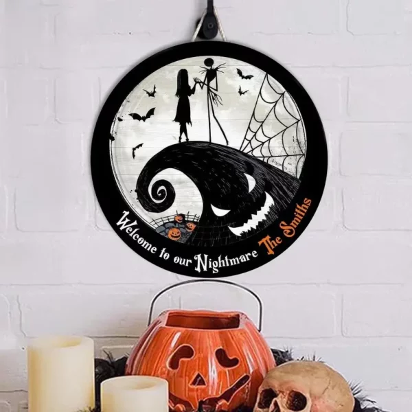 Welcome To Our Nightmare Personalized Family Name Wooden Sign, Night Before Christmas, Halloween Decor - Image 2