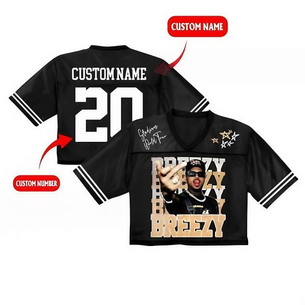Personalized Chris Brown Celebrates 20 Years with the Breezy Bowl XX Tour 2025 Black CropTop Jersey