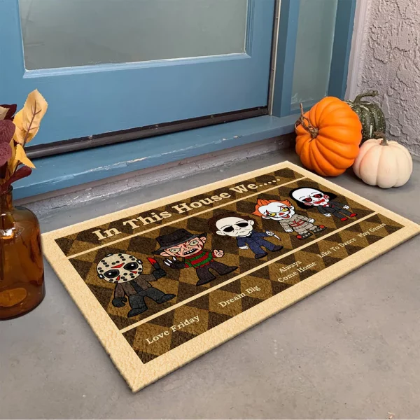 In This House We Horror Doormat, Scary Movie Gift, Halloween Decor - Image 3