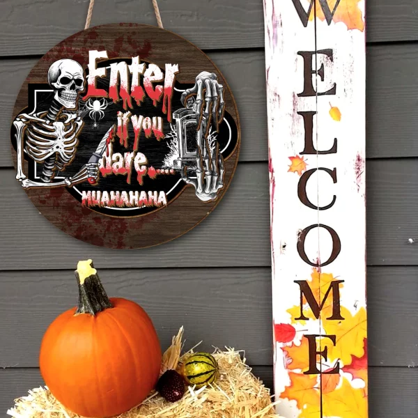 Enter If You Dare Family Halloween Wood Door Sign, Halloween Decor - Image 7