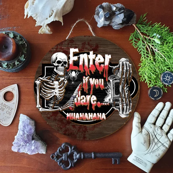 Enter If You Dare Family Halloween Wood Door Sign, Halloween Decor - Image 6