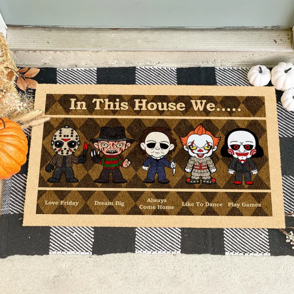 In This House We Horror Doormat, Scary Movie Gift, Halloween Decor - Image 7
