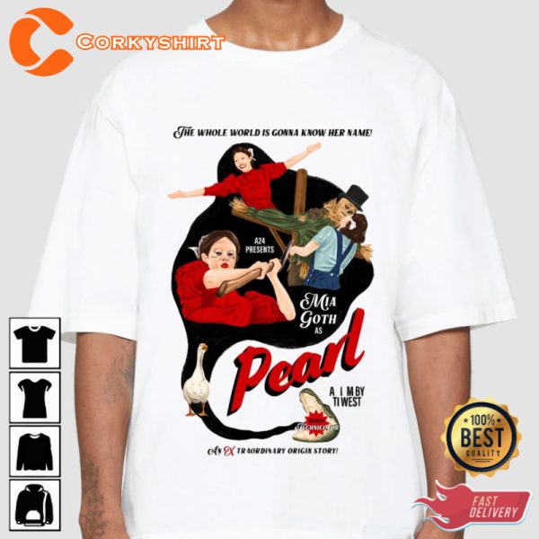 A24 Presents Mia Goth As Pearl Holiday Celebrate Halloween Outfit Unisex T-Shirt - Image 2