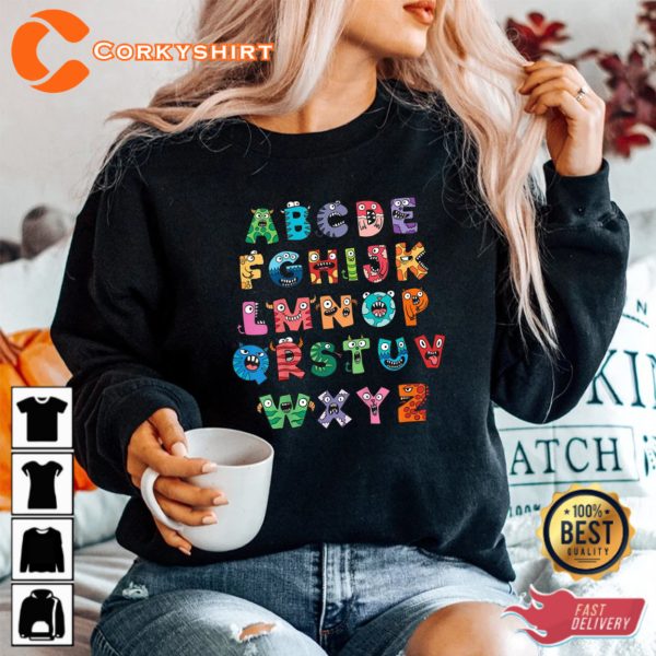 Abc Cute Monster Alphabet Halloween Teacher Shirts - Image 2