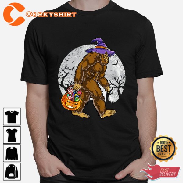 Bigfoot Witch Pumpkin Halloween Shirts - Image 2