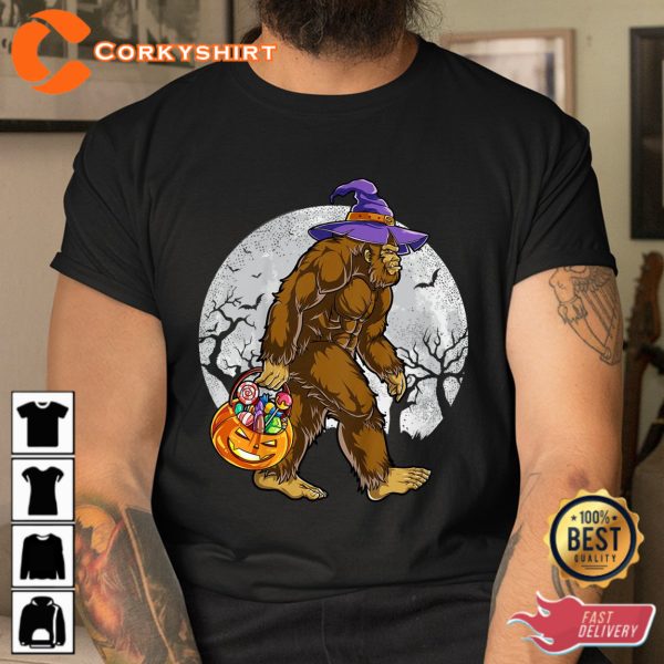 Bigfoot Witch Pumpkin Halloween Shirts - Image 3