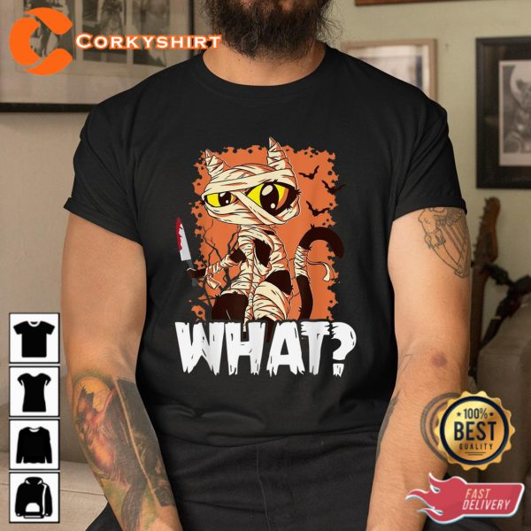 Black Cat Mummy Halloween Knife What Sweatshirt - Image 3
