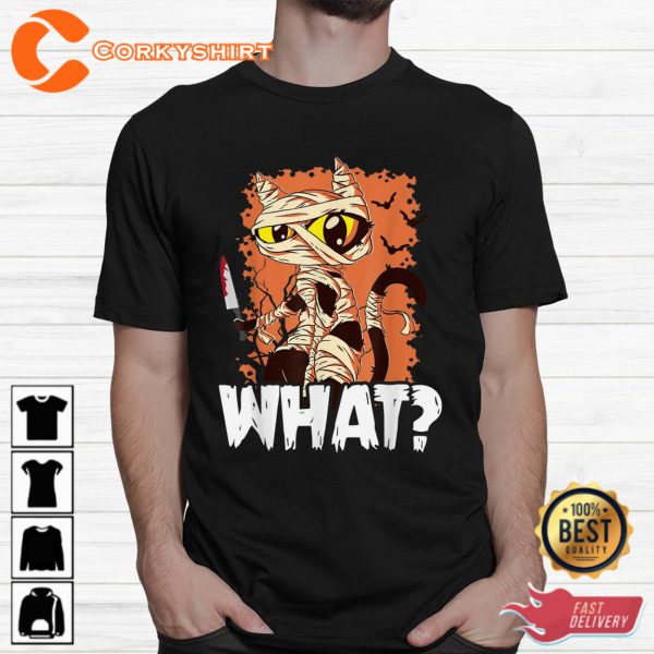 Black Cat Mummy Halloween Knife What Sweatshirt - Image 4