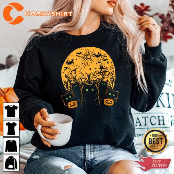 Black Cats Full Moon Halloween Sweatshirt
