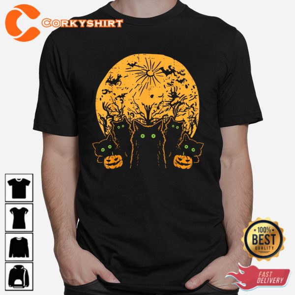 Black Cats Full Moon Halloween Sweatshirt - Image 2