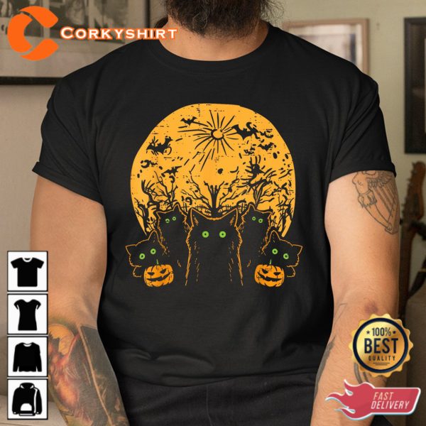Black Cats Full Moon Halloween Sweatshirt - Image 3