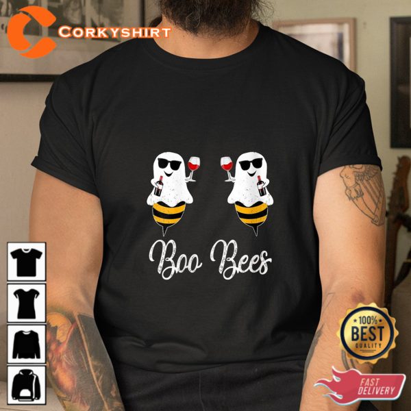 Boo Bees Couples Halloween Shirt Wine Drinking Sweatshirt - Image 3