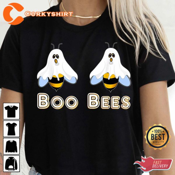 Boo Bees Halloween Boobies Ghost Happy Halloween T-Shirt - Image 2
