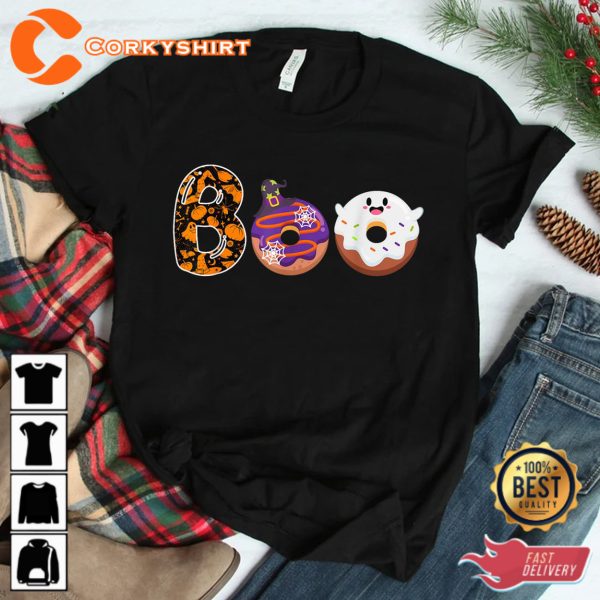 Boo Donuts Ghost Funny Halloween Donut Sweatshirt - Image 3