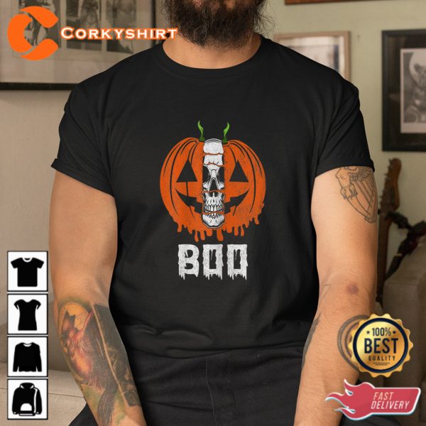 Boo Jack O Lantern Skull Scary Halloween Sweatshirt - Image 3