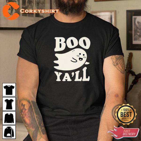 Boo Yall Funny Spooky Cute Kawaii Halloween Sweatshirt - Image 2