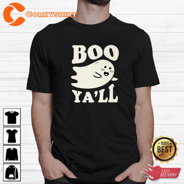 Boo Yall Funny Spooky Cute Kawaii Halloween Sweatshirt - Image 3