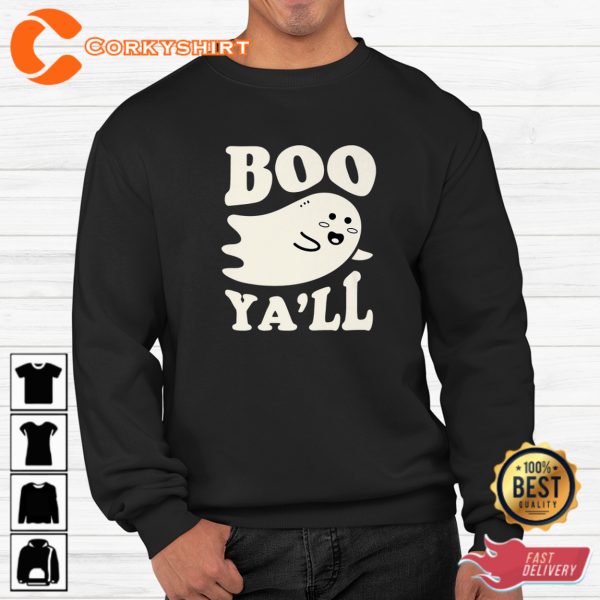 Boo Yall Funny Spooky Cute Kawaii Halloween Sweatshirt - Image 4