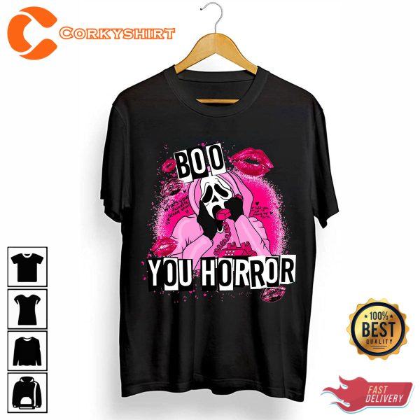 Boo You Horror Ghostface Valentine Vibes Halloween Costume T-Shirt - Image 2