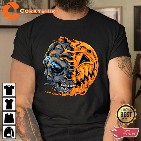 Boys Halloween Pumpkin Skull Sweatshirt - Image 2