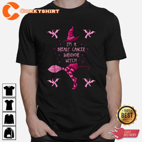 Breast Cancer Halloween Party Witch Pink Ribbon Survivor Sweatshirt - Image 2