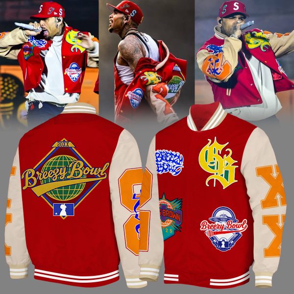 Chris Brown Breezy Bowl XX Bomber Jacket Red