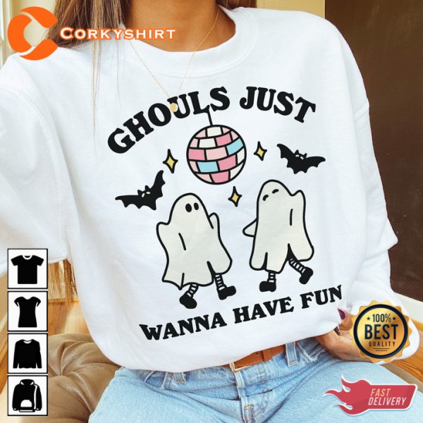 Disco Ghosts Just Wanna Have Fun Horror Halloween Costume Sweatshirt - Image 2