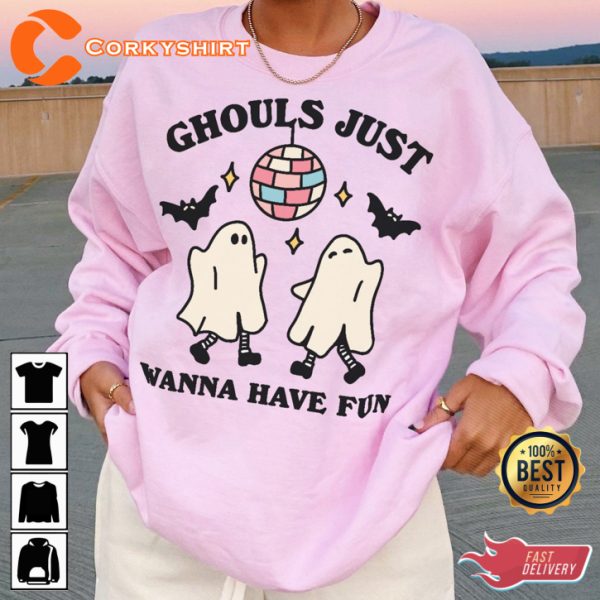 Disco Ghosts Just Wanna Have Fun Horror Halloween Costume Sweatshirt - Image 3
