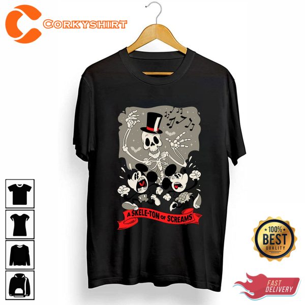 Disney Mickey Mouse A Skele-ton Of Screams Halloween Costume T-Shirt - Image 2