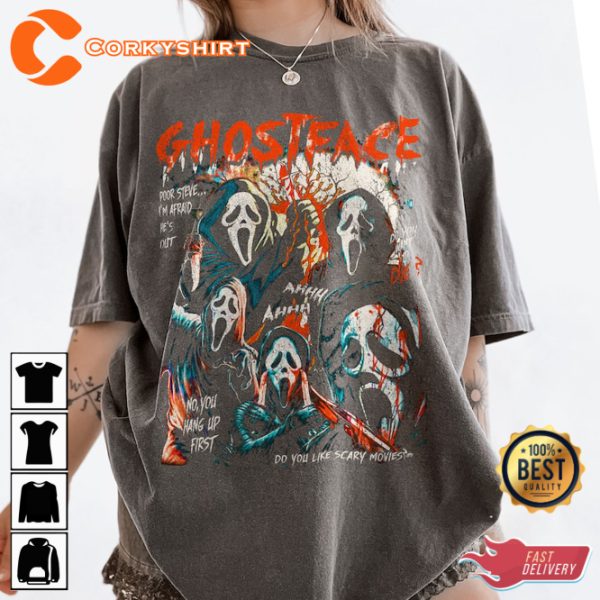 Ghostface Scream Scary Movie Fan Lover Horror Halloween Costume T-Shirt - Image 2