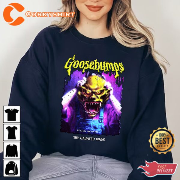 Goosebumps 90s Inspired Mask Halloween Zombie Costume T-Shirt - Image 2