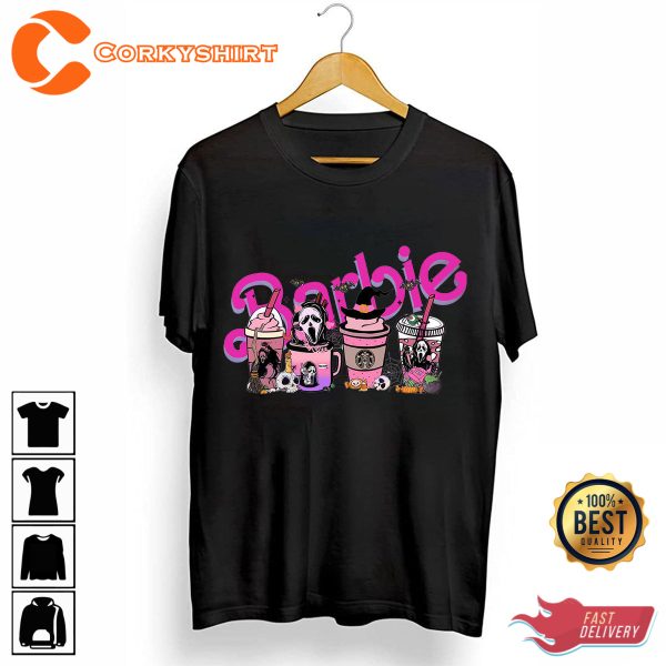 Halloween Barb Pink Halloween Coffee Spooky Costume T-Shirt - Image 2
