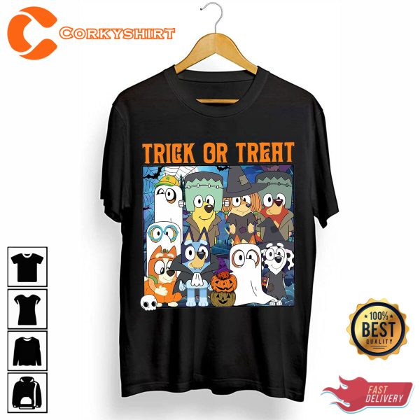 Halloween Blu-ey Trick Or Treat Matching Family Tee Halloween Costume T-Shirt - Image 2