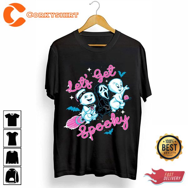 Lets Get Spooky Ghostbusters Ghostface Casper Halloween Costume T-Shirt - Image 2