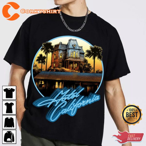 Motel California Eagles Psycho Bates Motel Horror Movie T-Shirt