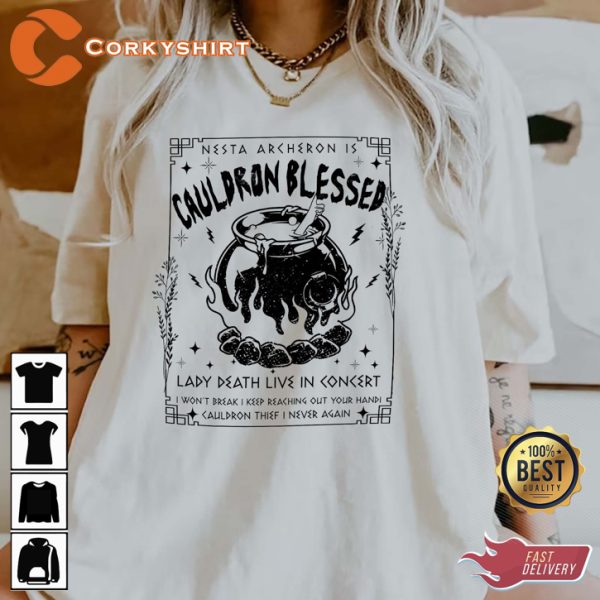 Nesta Archeron Acotar Cauldron Blessed Lady Death Band Halloween Horror Inspired T-Shirt - Image 2