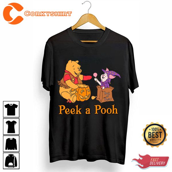 Peek A Pooh Winnie The Pooh Halloween Trick Or Treat Halloween Costume T-Shirt - Image 2