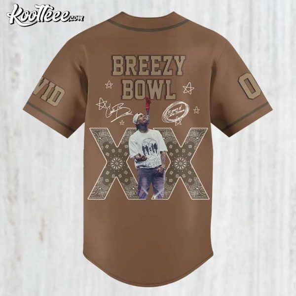 Personalized Chris Brown Breezy Bowl XX Brown Baseball Jersey - Image 3