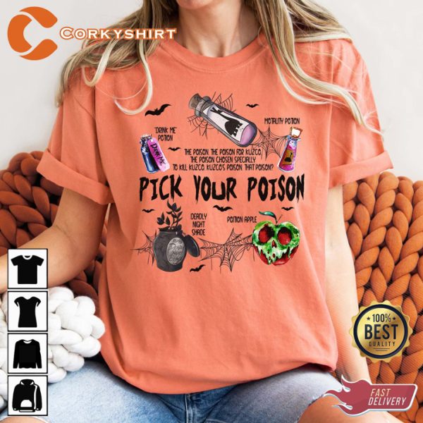 Pick Your Poison Apple Disney Halloween Horror Inspired T-Shirt - Image 3