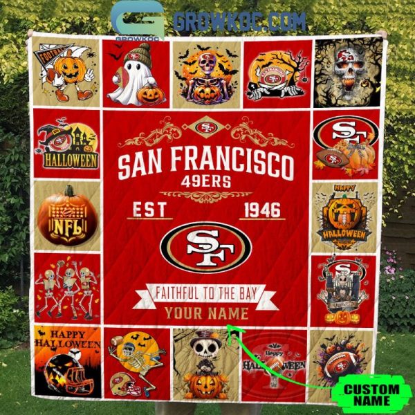 Personalized San Francisco 49ers Faithful To The Bay 1946 Halloween Fleece Blanket Quilt - Image 3