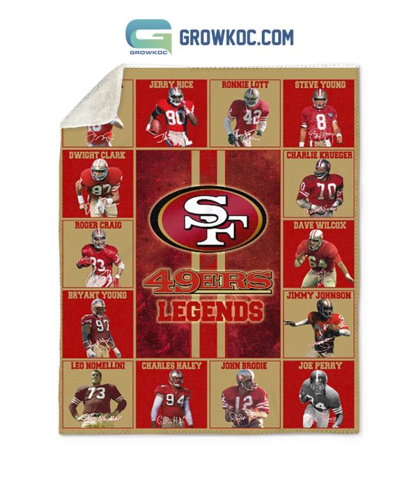 San Francisco 49ers NFL Legends In History Fleece Blanket Quilt - Image 3