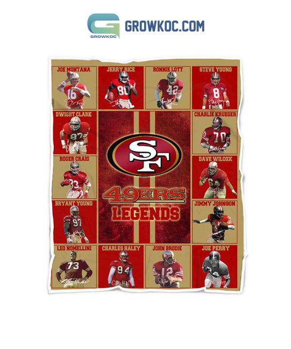 San Francisco 49ers NFL Legends In History Fleece Blanket Quilt - Image 2